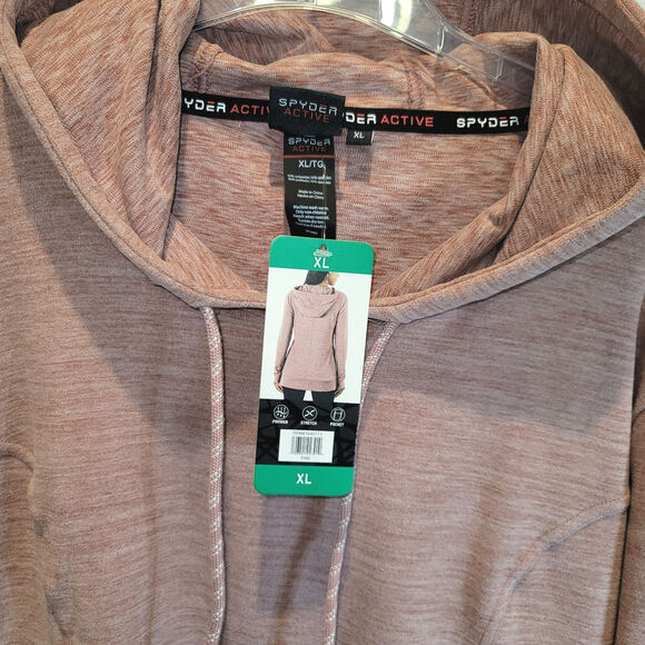 Spyder Fleece Pullover Hoodie Tunic Top Womens Sz XL Pink Active Jacket Pockets - Picture 4 of 12
